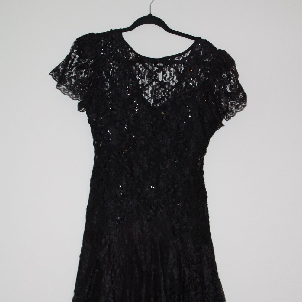 HW Collections Vintage Elegant Black Lace Dress